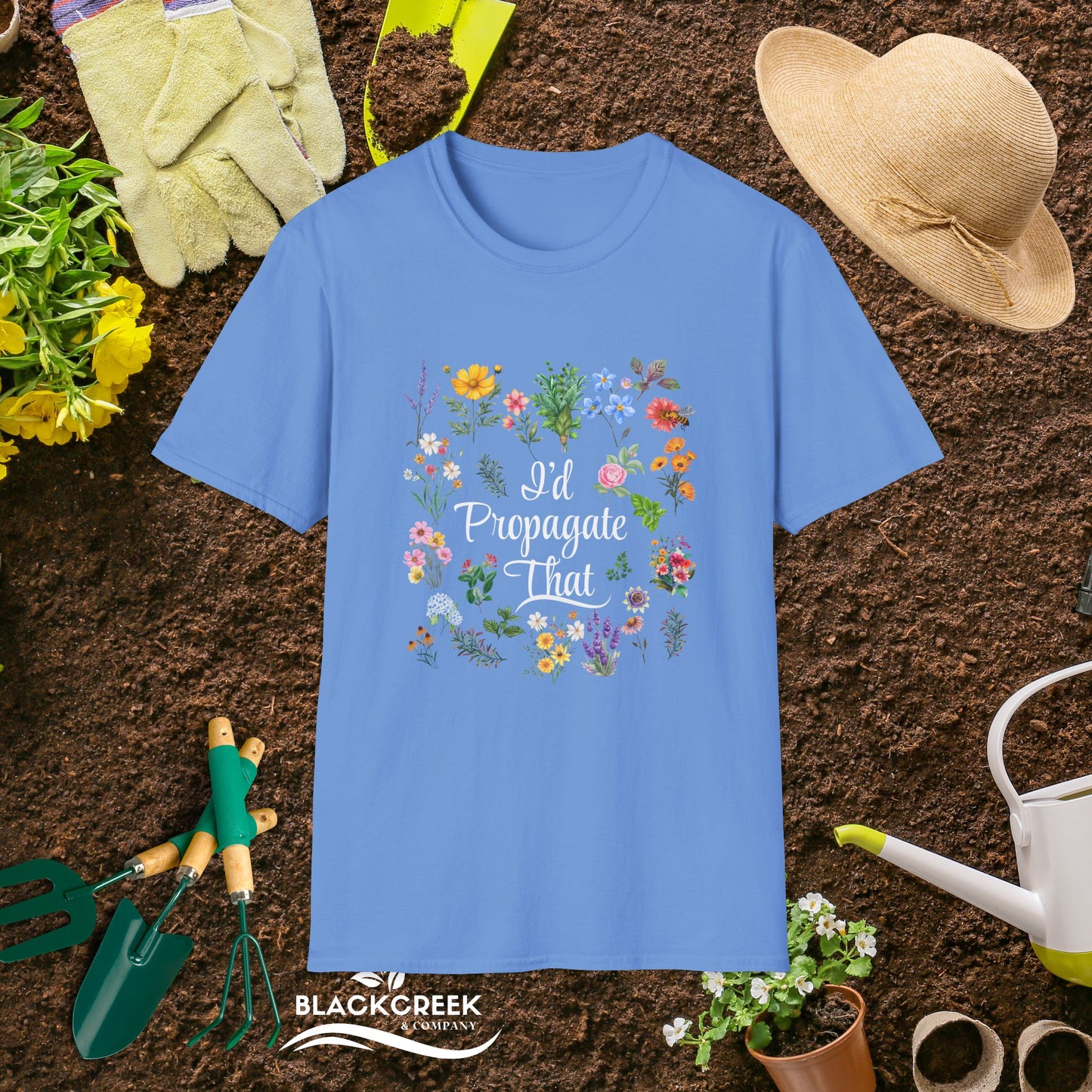 Floral Gardening T-Shirt - "I'd Propagate That" - Unisex Softstyle Tee for Plant Lovers