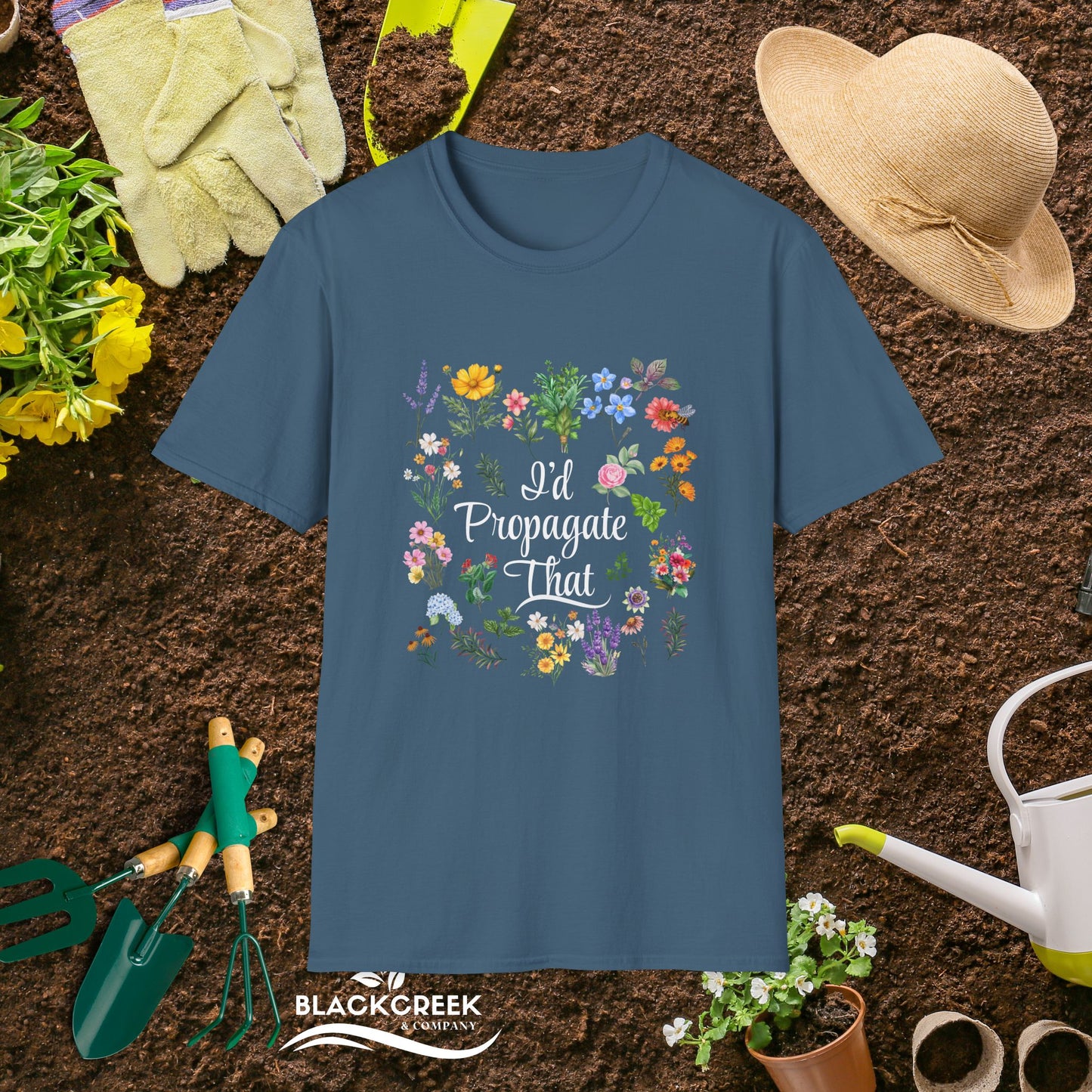 Floral Gardening T-Shirt - "I'd Propagate That" - Unisex Softstyle Tee for Plant Lovers