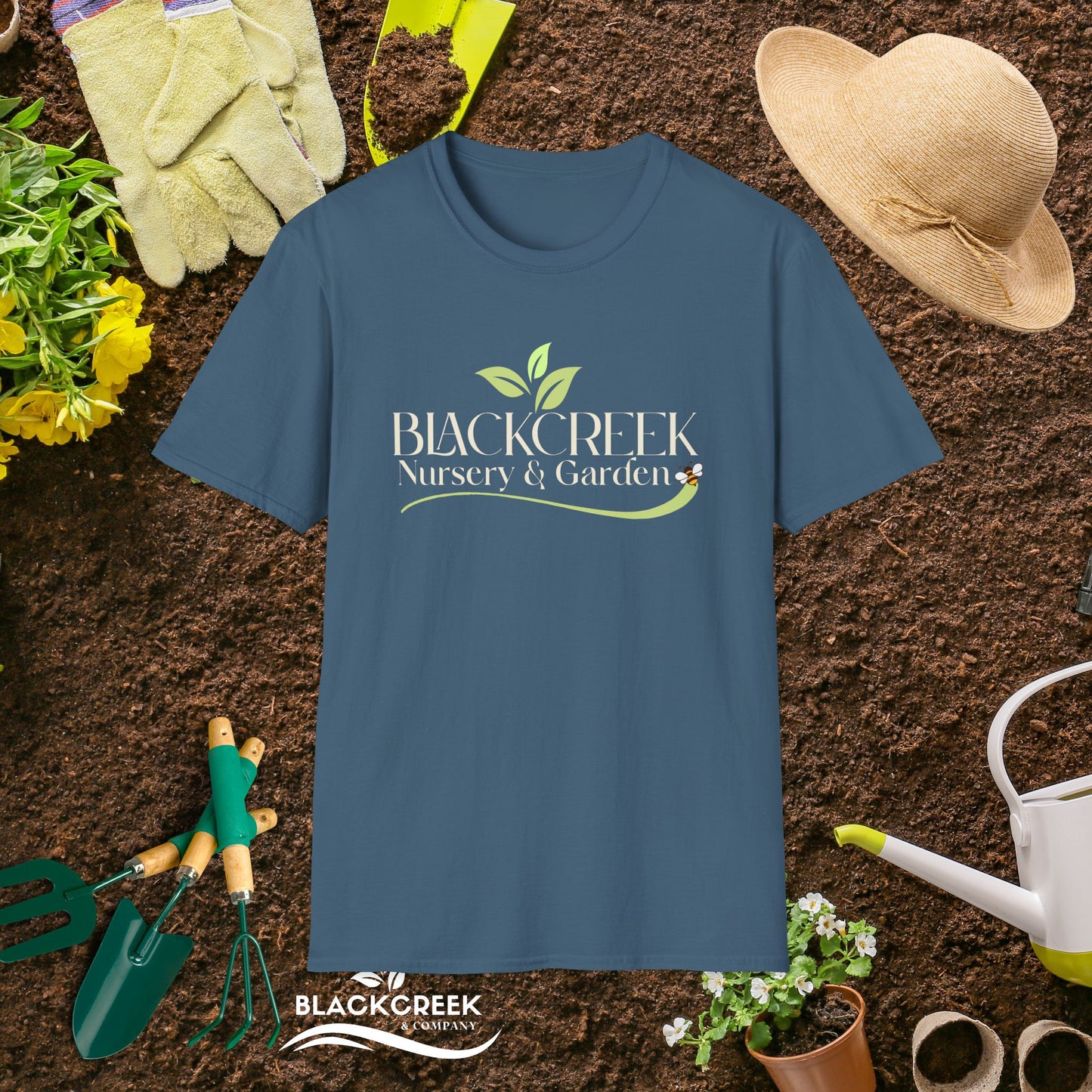 Black Creek Nursery T-Shirt, Gardening Tee, Nature Lover Gift, Unisex Softstyle Top, Eco-Friendly Apparel, Plant Lover Shirt