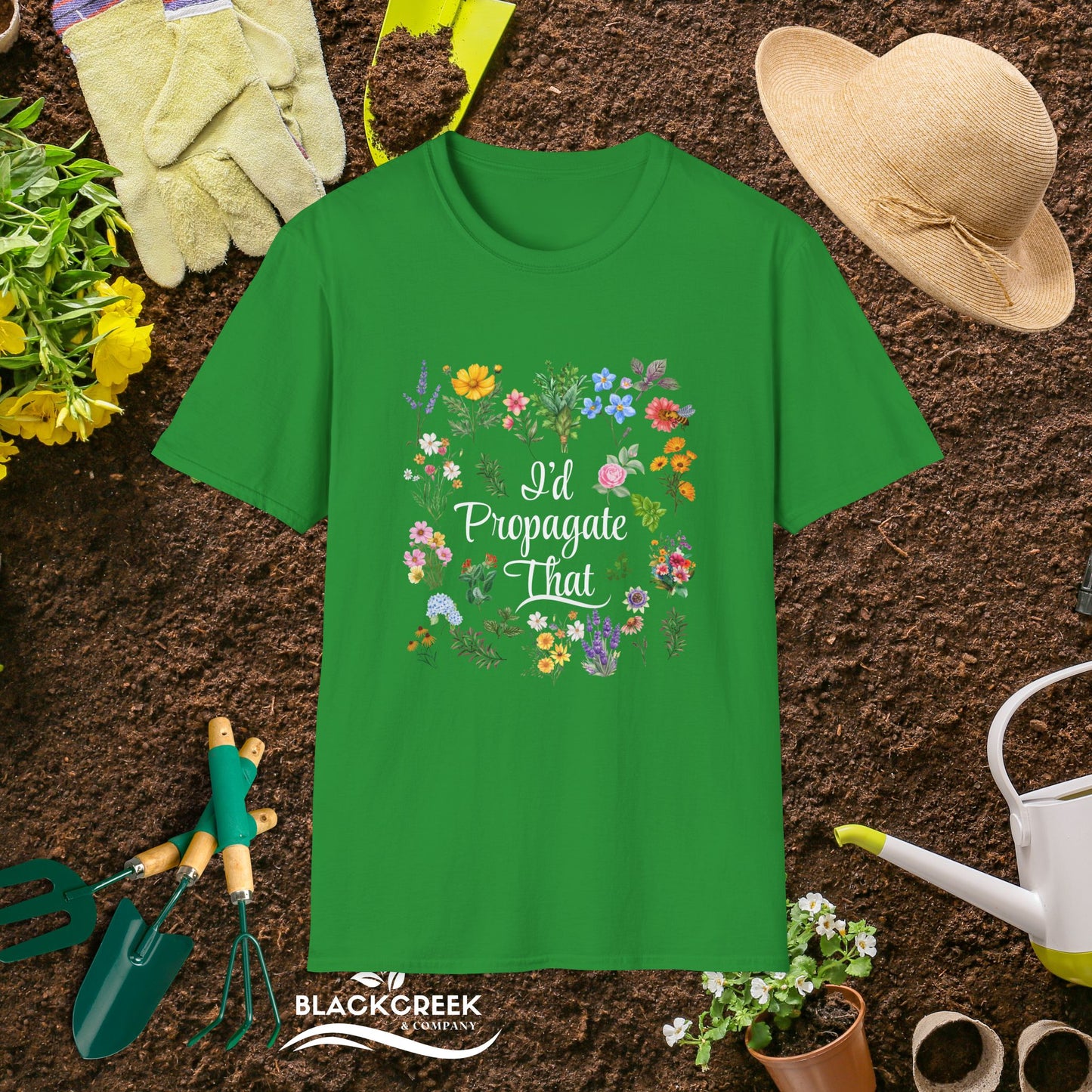 Floral Gardening T-Shirt - "I'd Propagate That" - Unisex Softstyle Tee for Plant Lovers