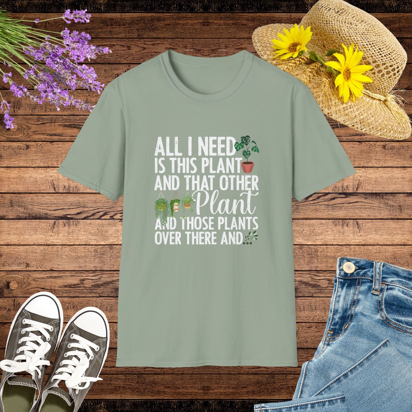 All I need Is This Plant Botanical Vibes Unisex Softstyle T-Shirt - Perfect for Plant Lovers