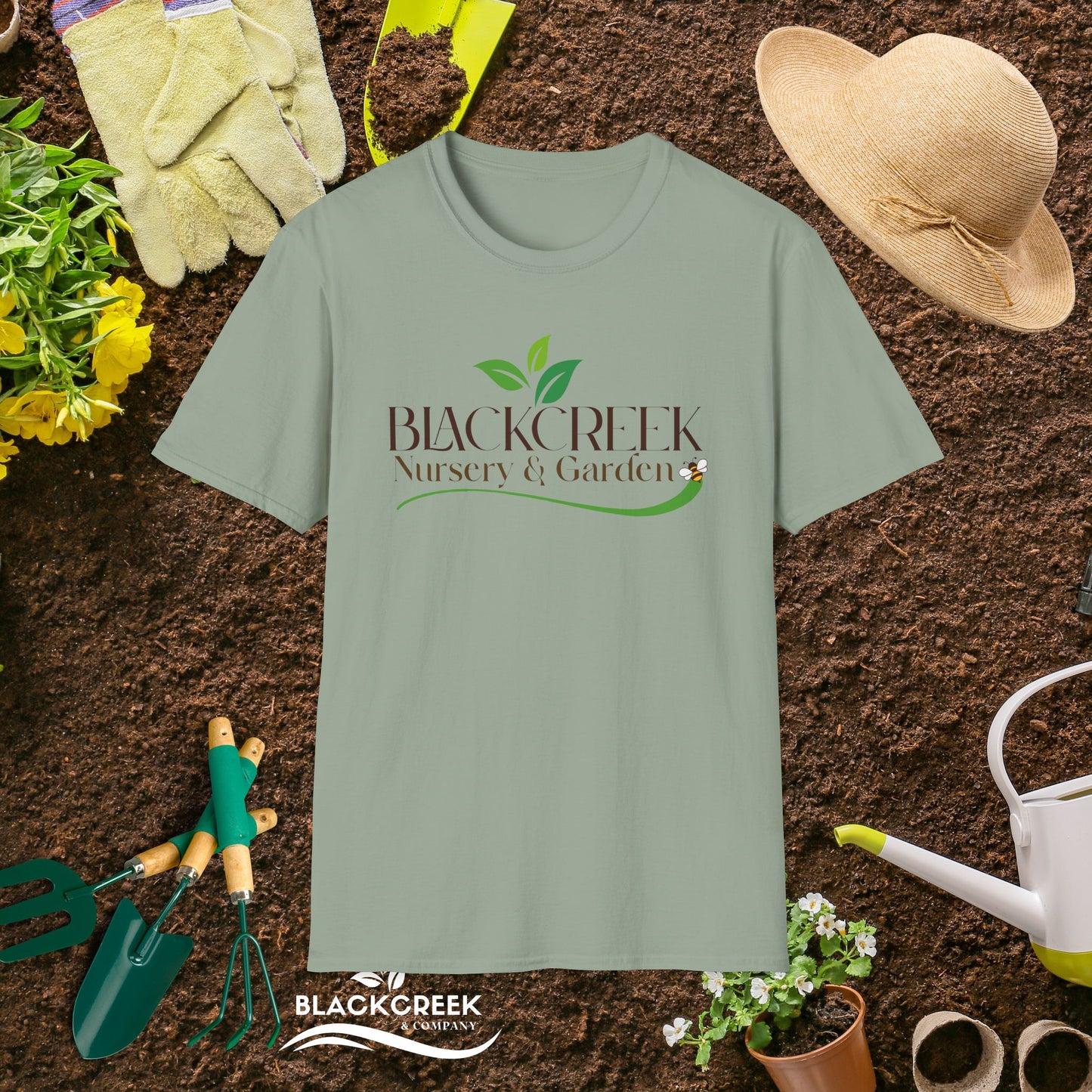 Black Creek Nursery T-Shirt, Gardening Tee, Nature Lover Gift, Unisex Softstyle Top, Eco-Friendly Apparel, Plant Lover Shirt
