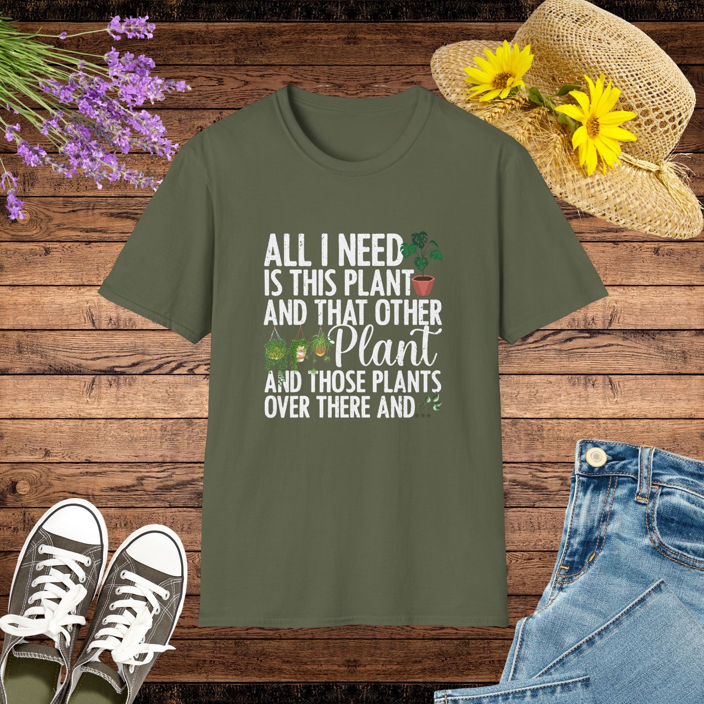 All I need Is This Plant Botanical Vibes Unisex Softstyle T-Shirt - Perfect for Plant Lovers