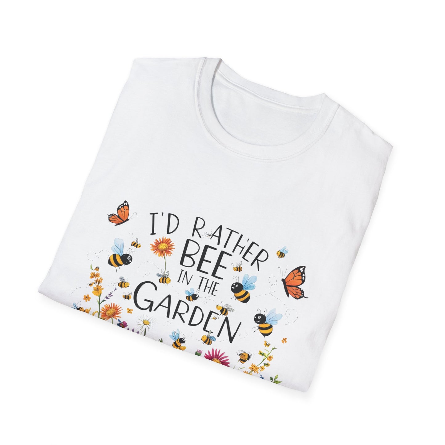 Garden Lover's Unisex T-Shirt, Nature Gift, Bee in the Garden Tee, Floral Shirt, Spring Fashion, Eco-Friendly Apparel