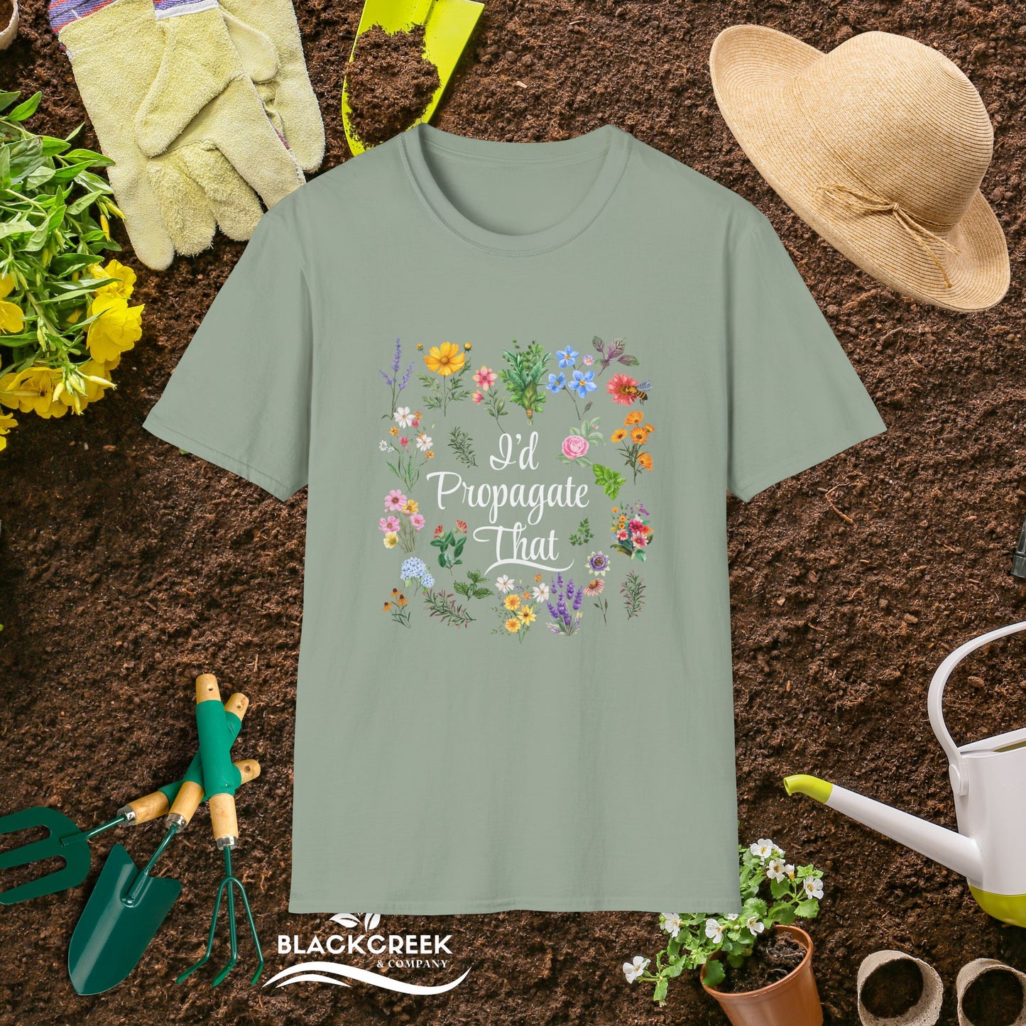 Floral Gardening T-Shirt - "I'd Propagate That" - Unisex Softstyle Tee for Plant Lovers
