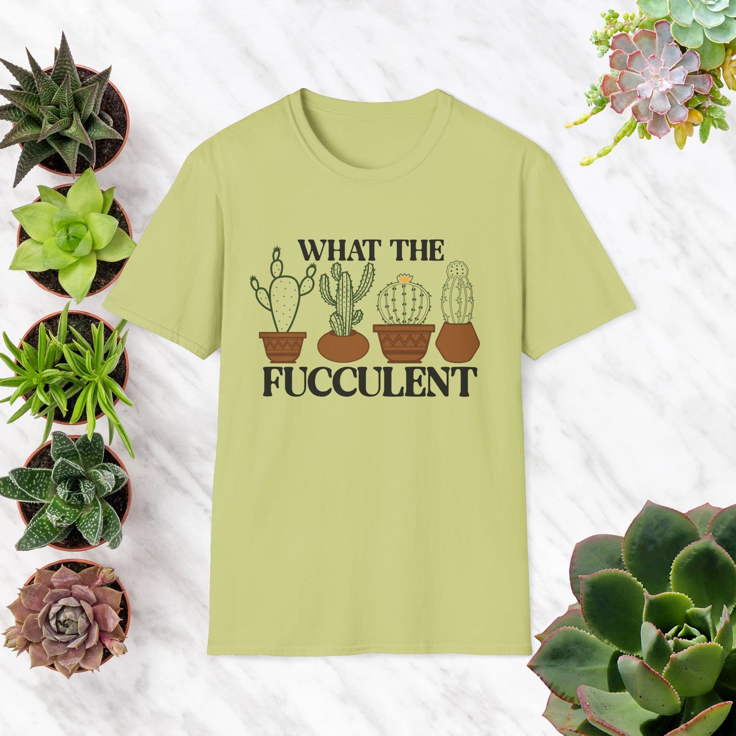 Funny Cactus Theme T-Shirt - "What The Fucculent"
