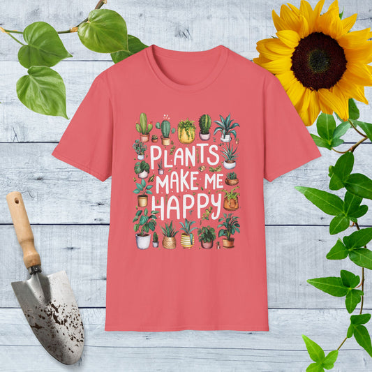 Plants Make Me Happy Unisex Softstyle T-Shirt – Perfect for Plant Lovers